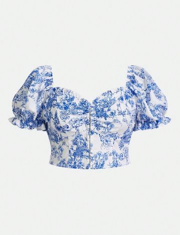 Top SHEIN CURVE, albastru/alb