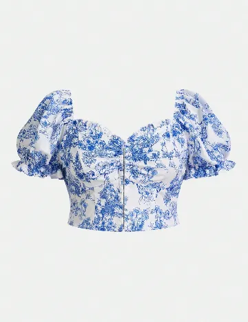 Top SHEIN CURVE, albastru/alb