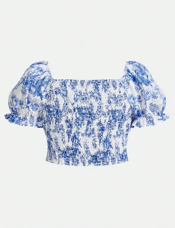 Top SHEIN CURVE, albastru/alb