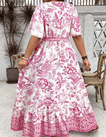 Rochie lunga SHEIN CURVE, alb/roz