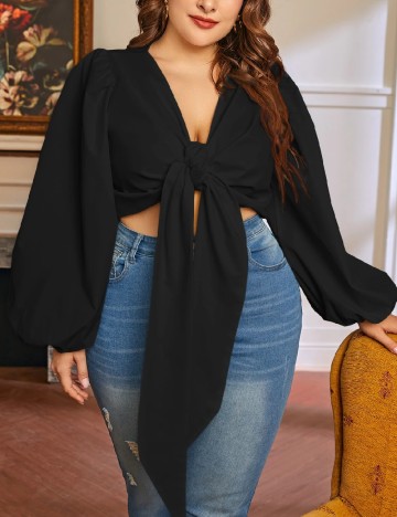 Top SHEIN CURVE, negru