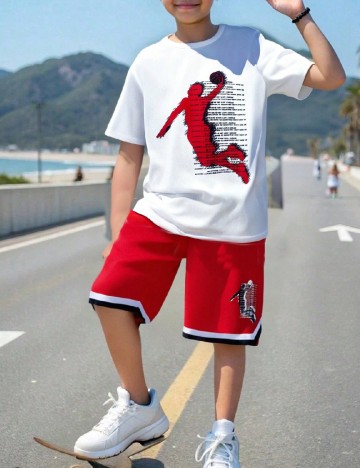 Compleu Shein Kids, alb/rosu