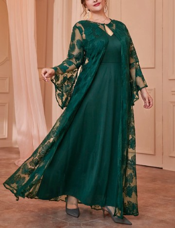 Set Rochie si Cardigan SHEIN CURVE, verde