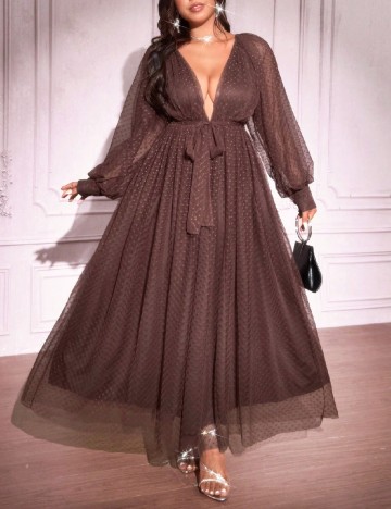 Rochie lunga SHEIN CURVE, maro