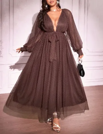 Rochie lunga SHEIN CURVE, maro