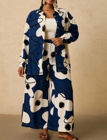 Compleu SHEIN CURVE, bleumarin/alb