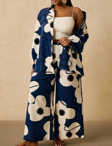 Compleu SHEIN CURVE, bleumarin/alb