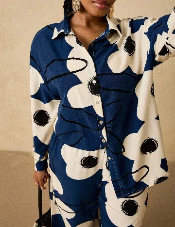 Compleu SHEIN CURVE, bleumarin/alb