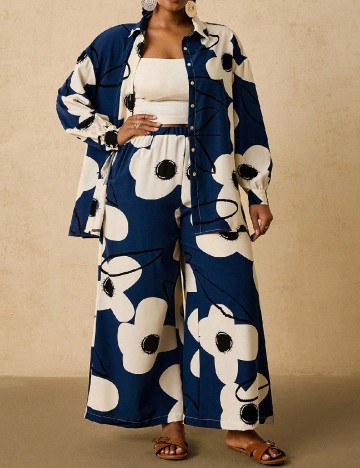 Compleu SHEIN CURVE, bleumarin/alb