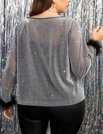 Bluza SHEIN CURVE, argintiu
