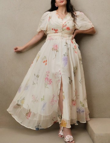 Rochie lunga Anewsta Curve, floral print