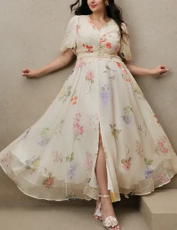 Rochie lunga Anewsta Curve, floral print