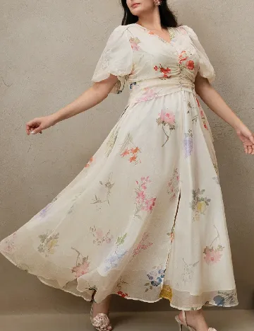 Rochie lunga Anewsta Curve, floral print
