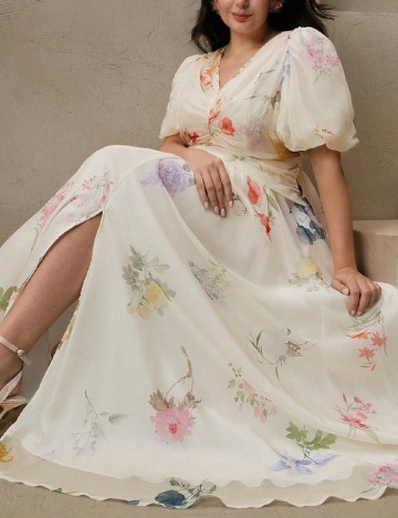 Rochie lunga Anewsta Curve, floral print