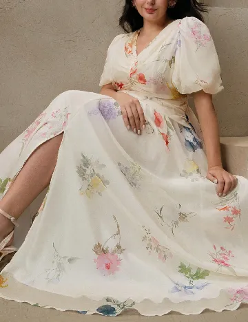 Rochie lunga Anewsta Curve, floral print