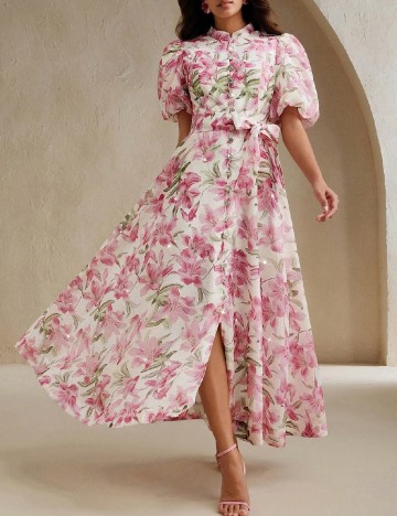 Rochie lunga Anewsta, roz