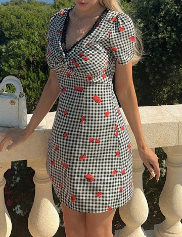 Rochie scurta SHEIN, alb/negru