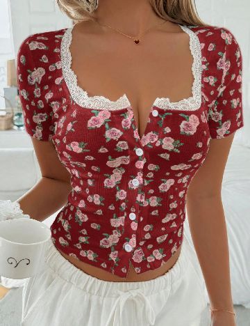 Top SHEIN, floral print