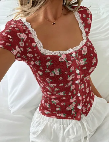 Top SHEIN, floral print