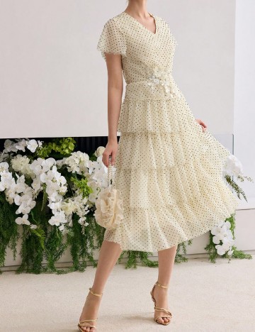 Rochie medie MOTF, crem