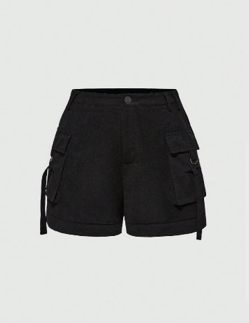 Pantaloni scurti Romwe Plus Size, negru