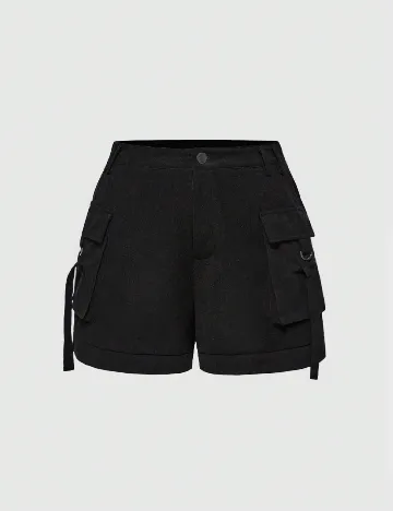 Pantaloni scurti Romwe Plus Size, negru