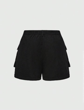 Pantaloni scurti Romwe Plus Size, negru