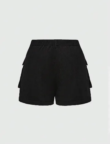 Pantaloni scurti Romwe Plus Size, negru