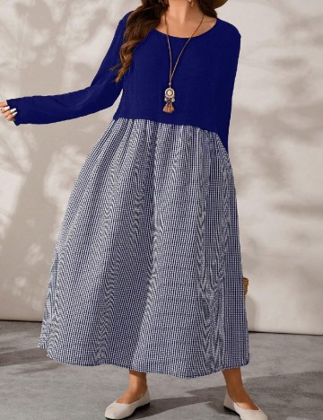 Rochie lunga Emery Rose Curve, bleumarin