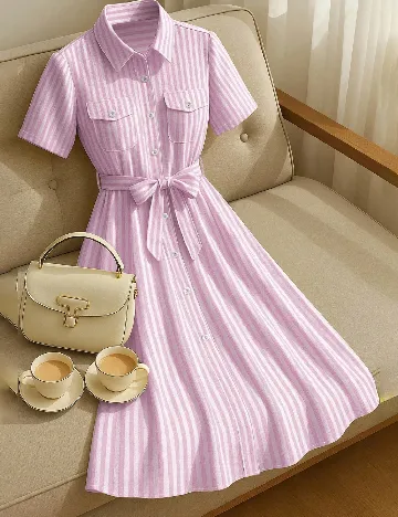 Rochie medie SHEIN, roz/alb