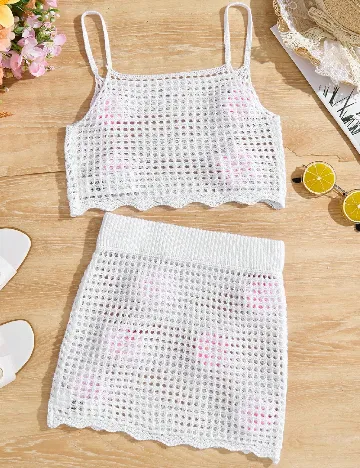 Compleu De Plaja Shein Kids, alb