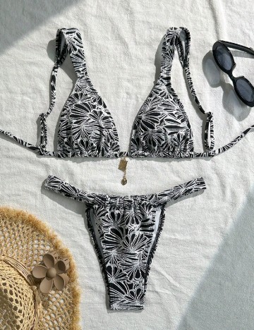 Costum de baie SHEIN, negru/alb