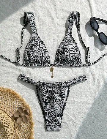 Costum de baie SHEIN, negru/alb