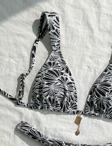 Costum de baie SHEIN, negru/alb