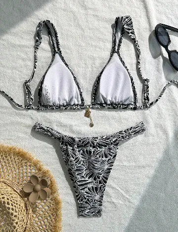 Costum de baie SHEIN, negru/alb