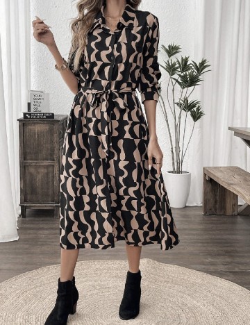 Rochie medie SHEIN, negru/maro