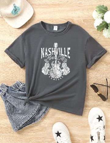 Tricou Shein Kids, gri