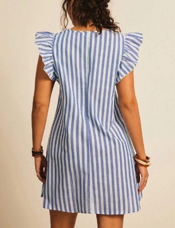 Rochie scurta SHEIN CURVE, albastru/alb