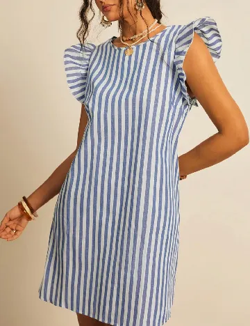 Rochie scurta SHEIN CURVE, albastru/alb