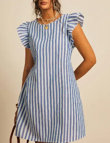 Rochie scurta SHEIN CURVE, albastru/alb