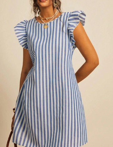 Rochie scurta SHEIN CURVE, albastru/alb