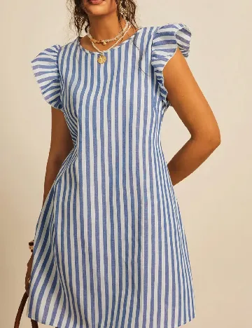 Rochie scurta SHEIN CURVE, albastru/alb