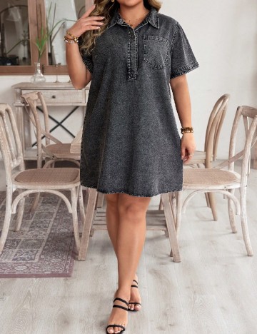 Rochie scurta SHEIN CURVE, gri inchis