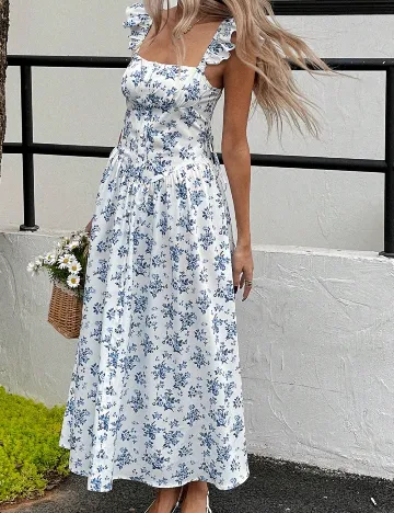 Rochie lunga SHEIN, alb/albastru
