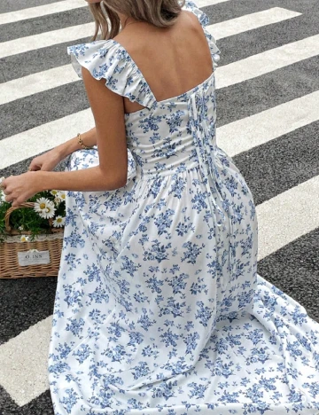 Rochie lunga SHEIN, alb/albastru