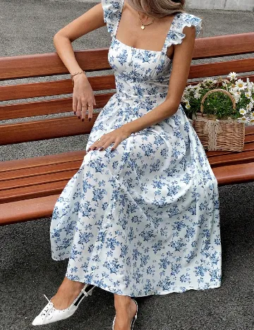 Rochie lunga SHEIN, alb/albastru