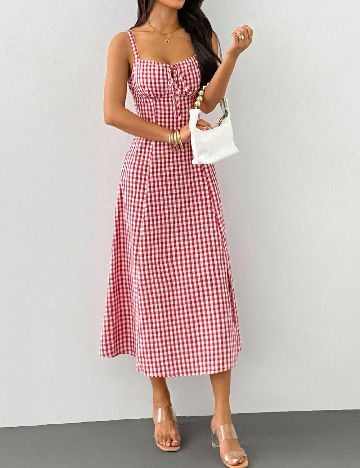 Rochie medie SHEIN, rosu/alb