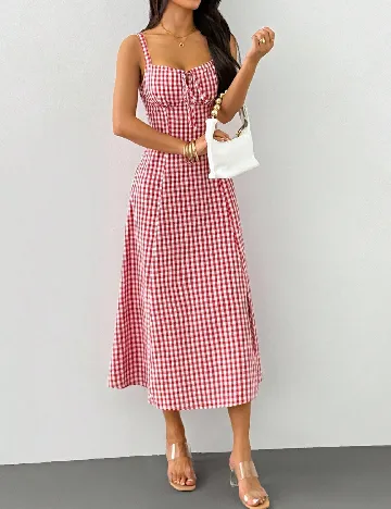 Rochie medie SHEIN, rosu/alb