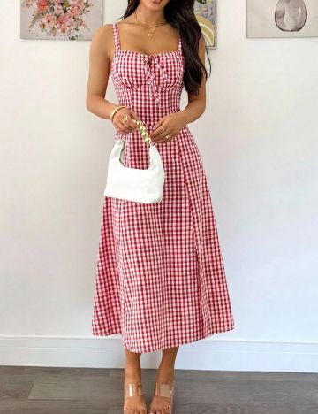 Rochie medie SHEIN, rosu/alb