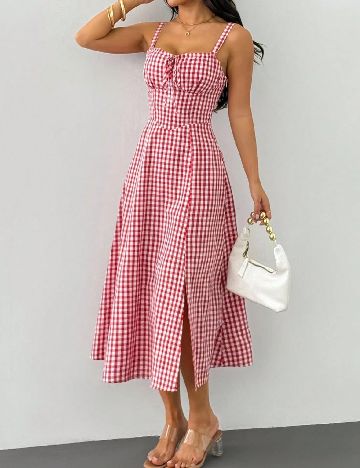 Rochie medie SHEIN, rosu/alb